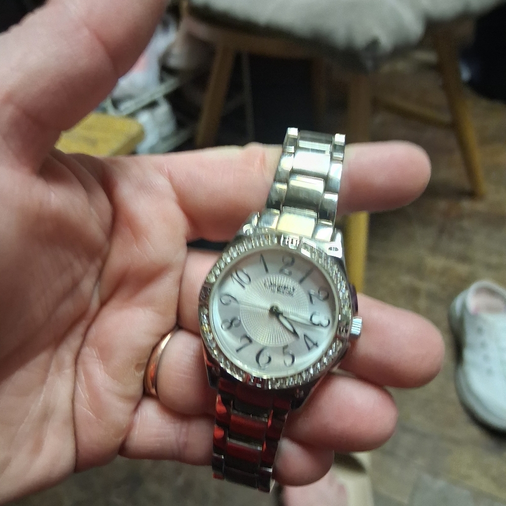 Buluva Silver Watch with Crystal Accents